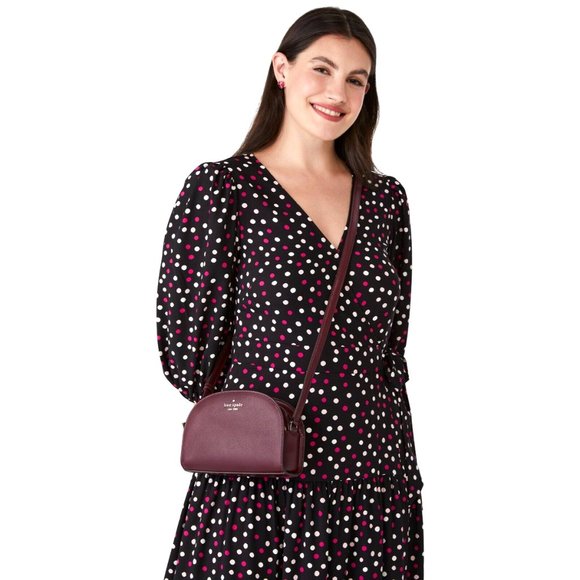 New Kate Spade Perry Leather Dome Crossbody Deep Berry - Picture 2 of 4